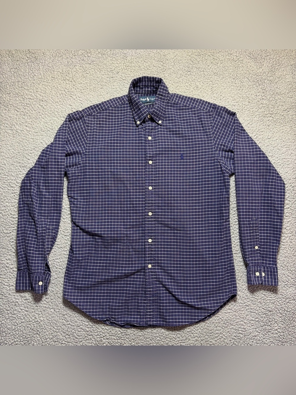 Ralph Lauren Men's Blue Plaid Button Down Classic Fit Dress Shirt Men’s M